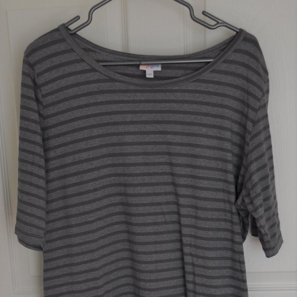 LuLaRoe Light Gray and Dark Gray Striped Dress 3XL - Picture 3 of 11